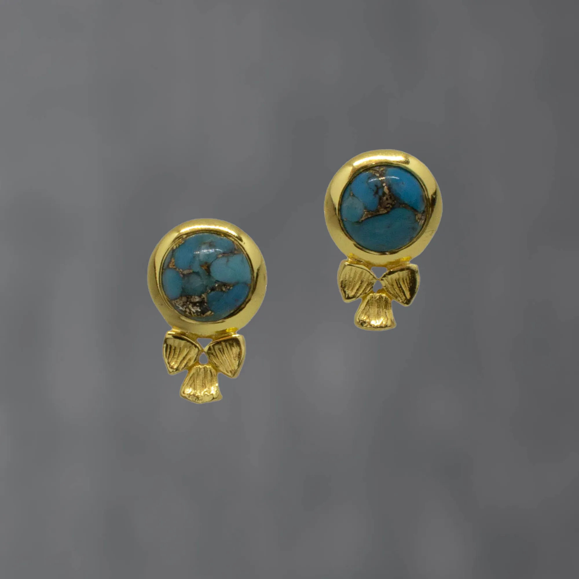 Rowan Leaf Gemstone Stud Earrings