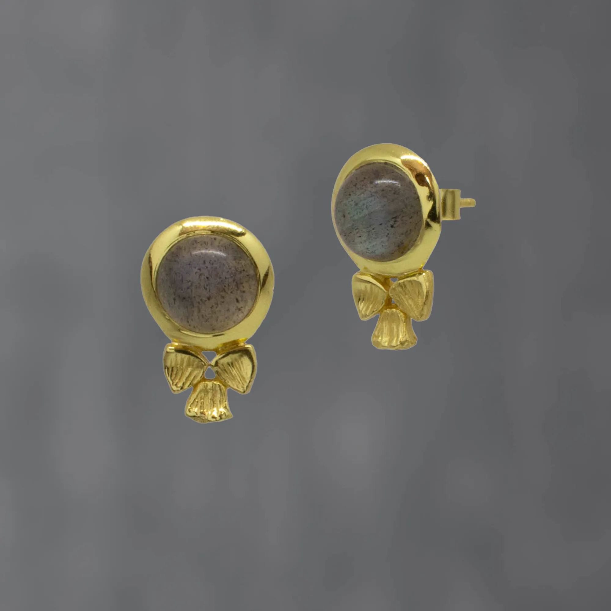 Rowan Leaf Gemstone Stud Earrings