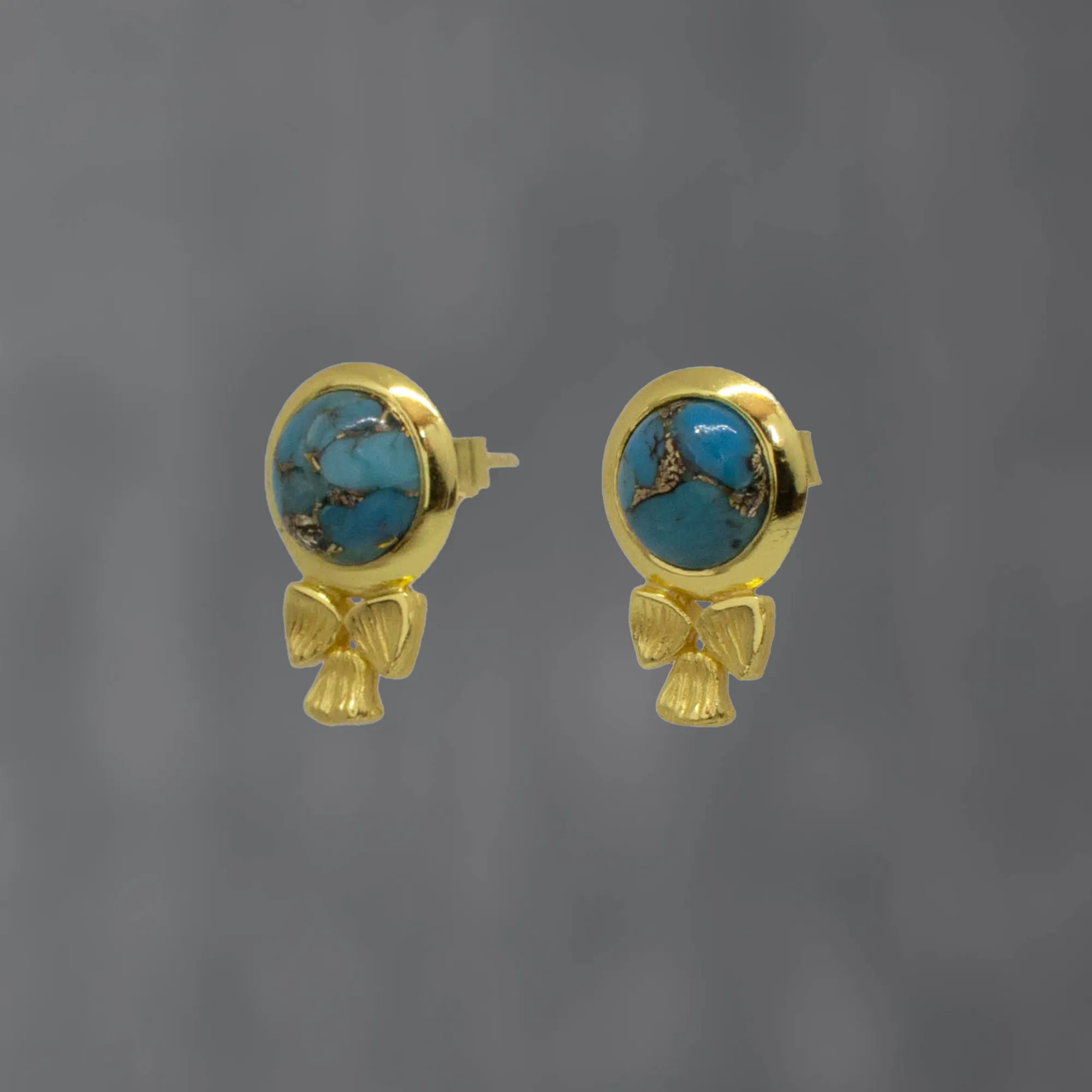 Rowan Leaf Gemstone Stud Earrings
