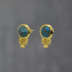 Rowan Leaf Gemstone Stud Earrings
