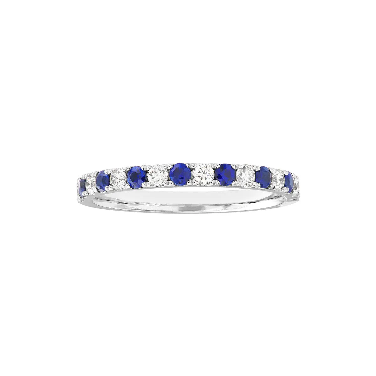 Sapphire & Diamond Stackable Band 14K White Gold Wedding Band Ring - 14K White Gold Size 4.0 - by Dazyle
