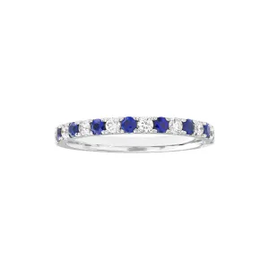 Sapphire & Diamond Stackable Band 14K White Gold Wedding Band Ring - 14K White Gold Size 4.0 - by Dazyle