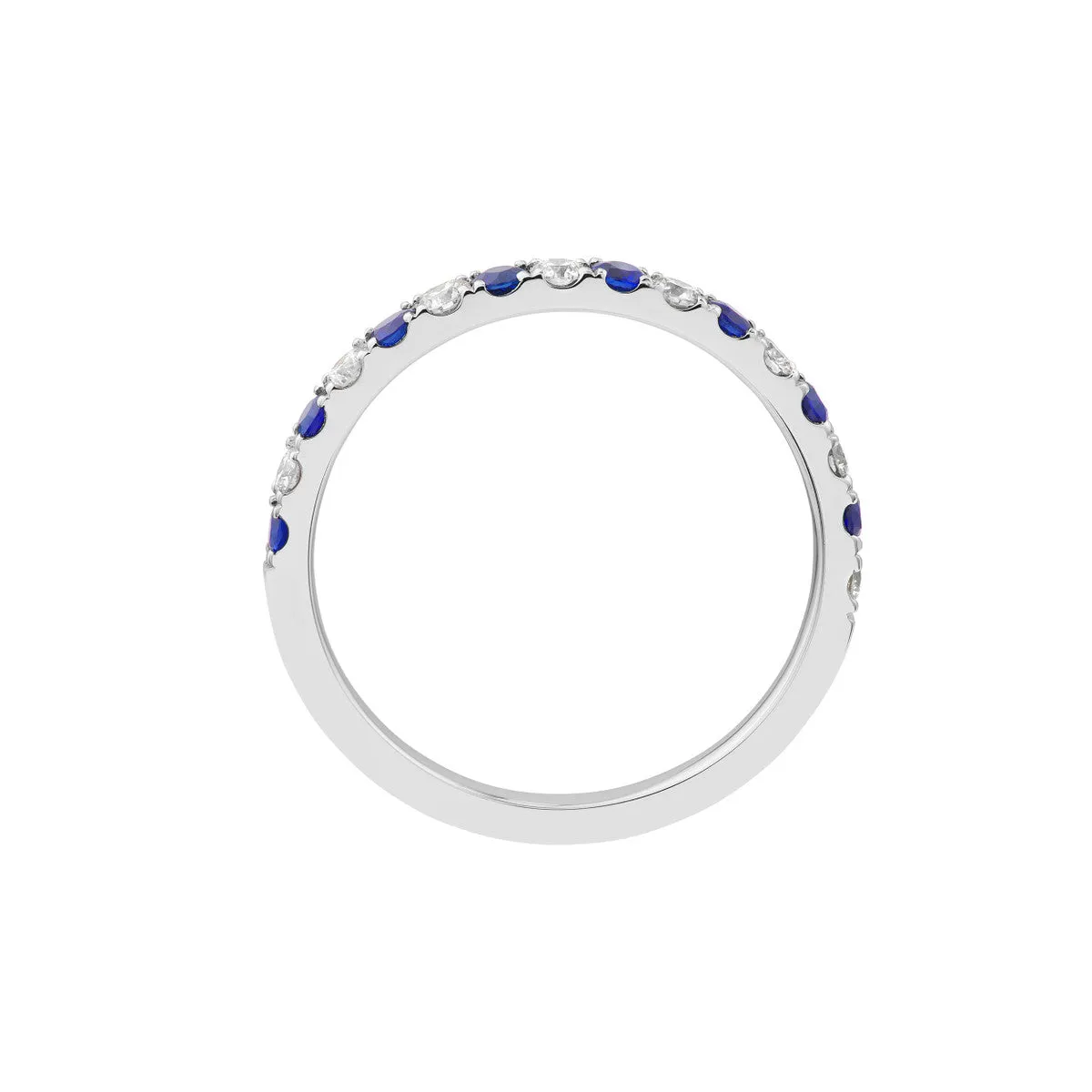Sapphire & Diamond Stackable Band 14K White Gold Wedding Band Ring - 14K White Gold Size 4.0 - by Dazyle