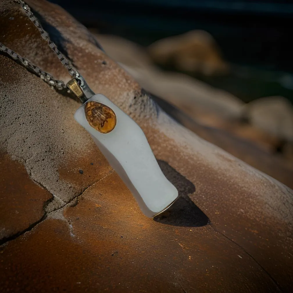Sea Glass, Amber, Necklace