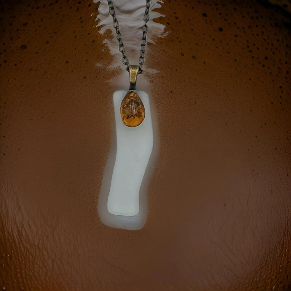 Sea Glass, Amber, Necklace