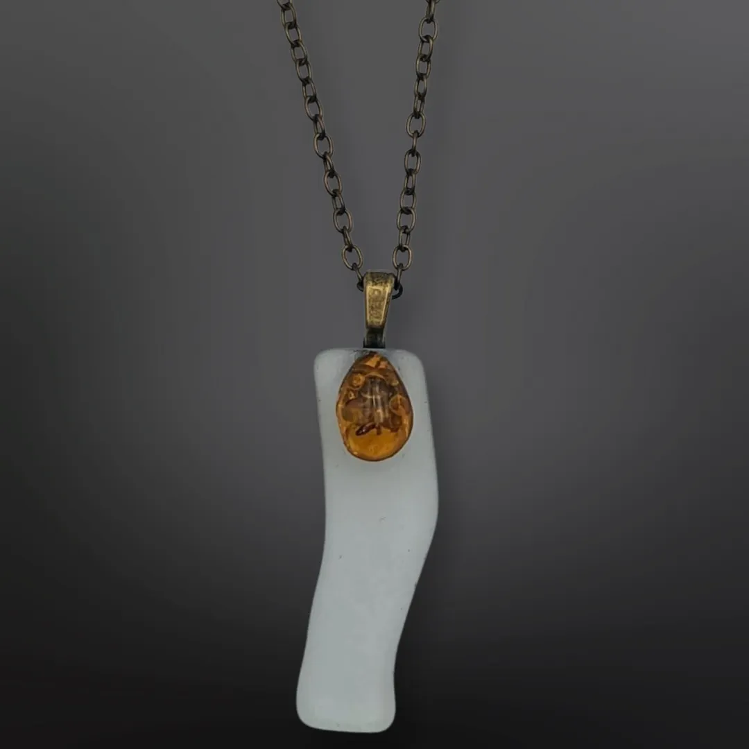 Sea Glass, Amber, Necklace