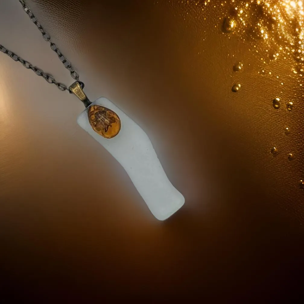 Sea Glass, Amber, Necklace