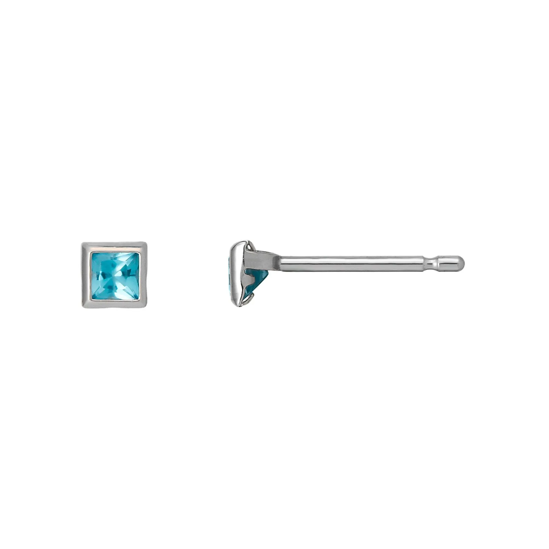 [Second Earrings] Platinum Swiss Blue Topaz Square Earrings