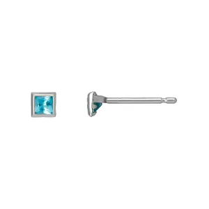 [Second Earrings] Platinum Swiss Blue Topaz Square Earrings