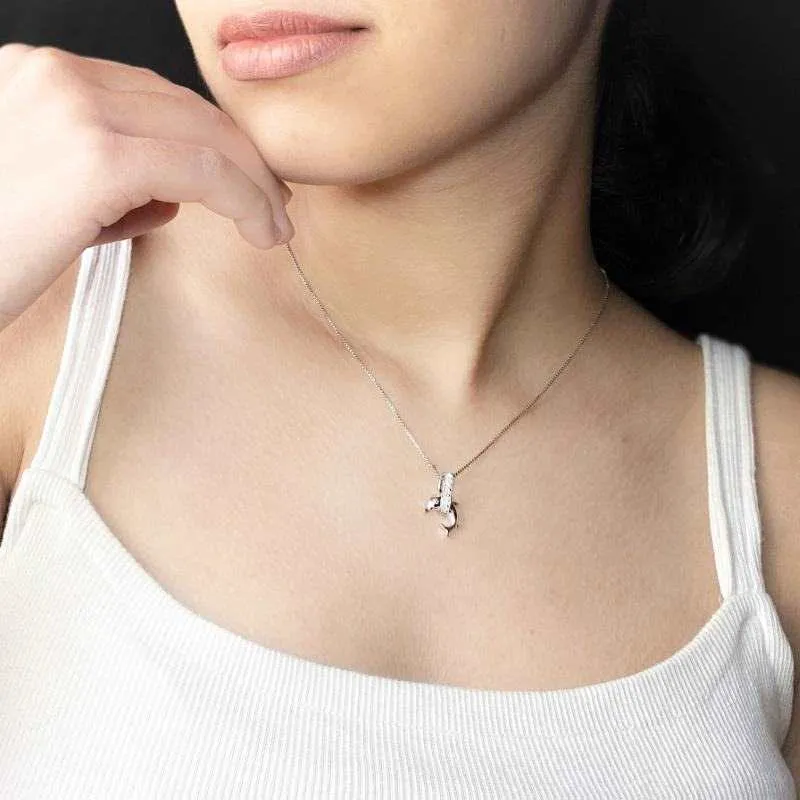 Silver Cute Dolphin pendant with Link Chain