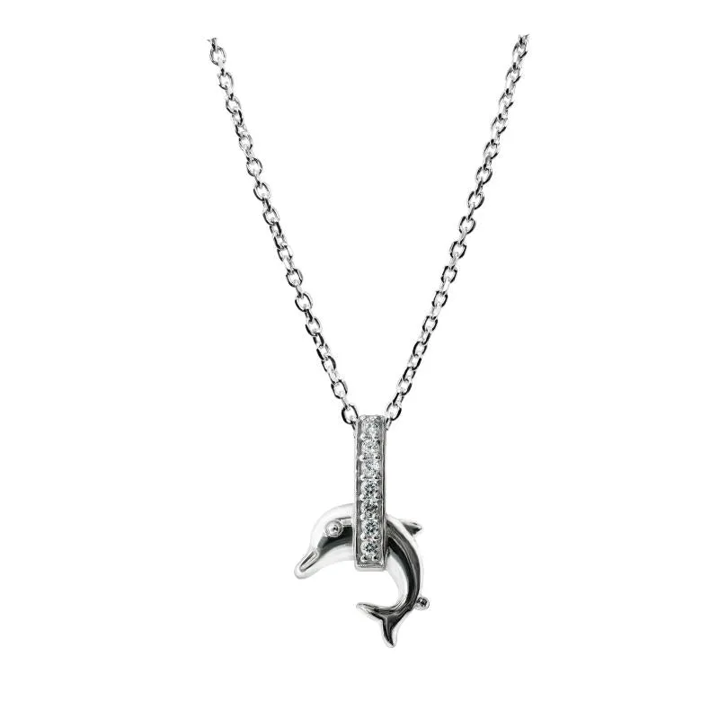 Silver Cute Dolphin pendant with Link Chain