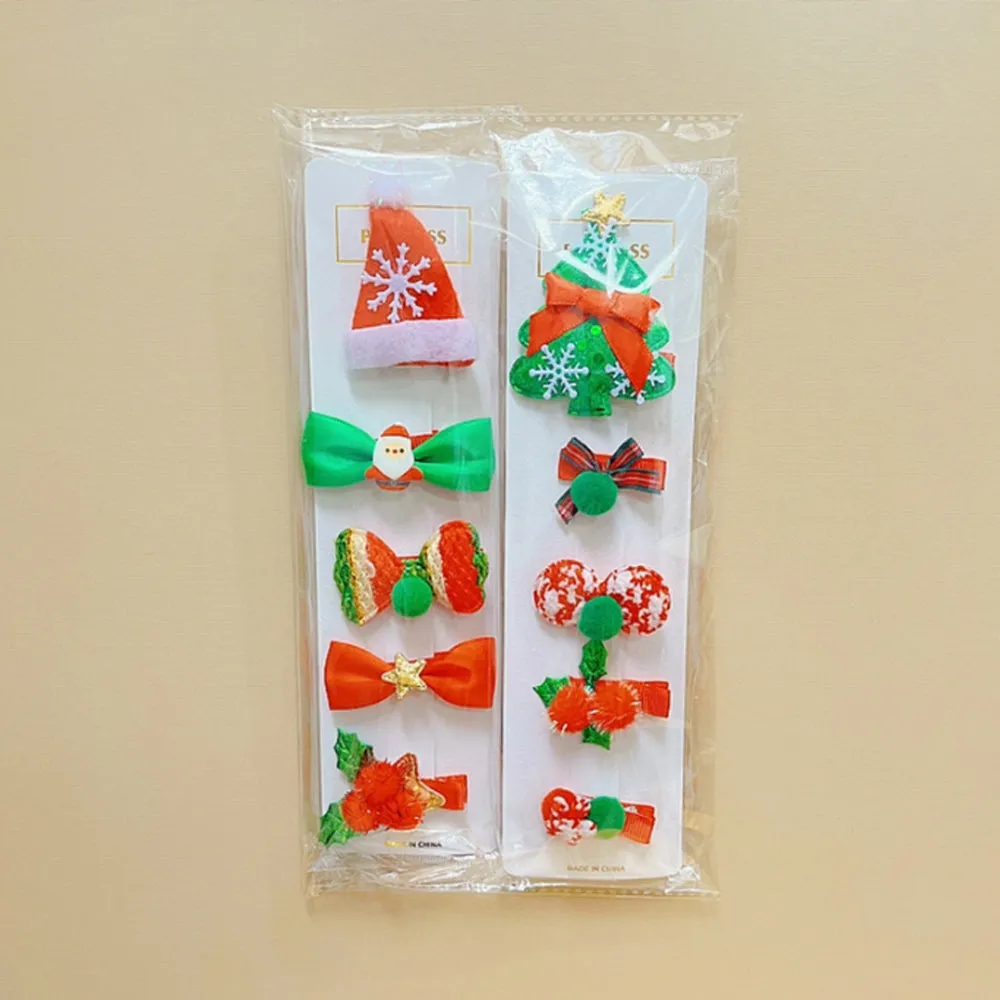 Silver Flower Band Christmas Hat Tree Hairpin Set 10P