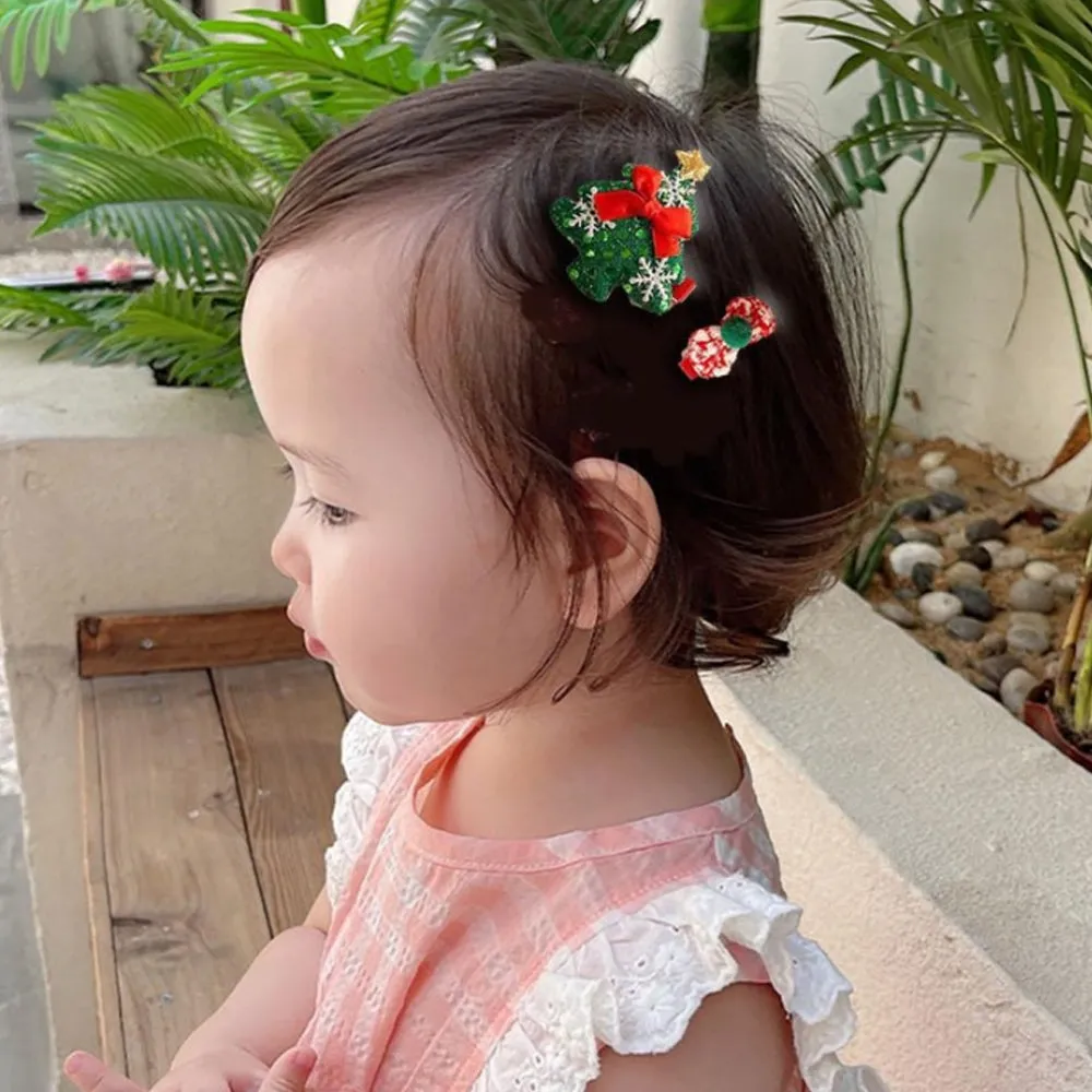Silver Flower Band Christmas Hat Tree Hairpin Set 10P