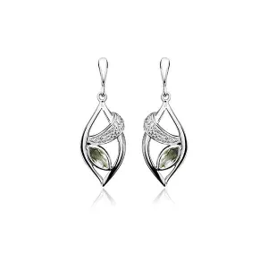 Silver White Topaz And Green Amethyst Earrings