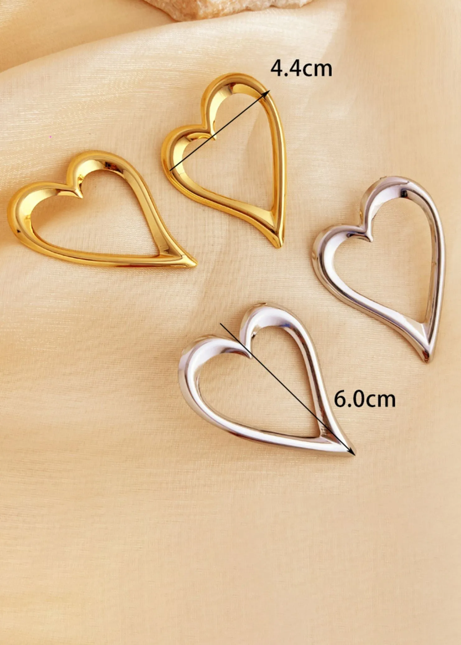 Stainless Steel Big Heart Statement Earrings