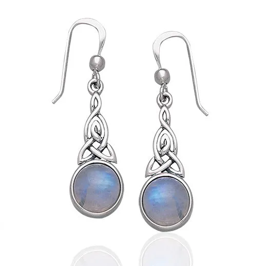 Sterling Silver Rainbow Moonstone Celtic Knot Earrings