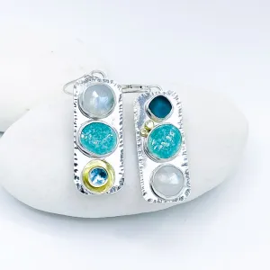 Sterling Silver Wabi Sabi - Turquoise, Moonstone, Topaz, and Gold
