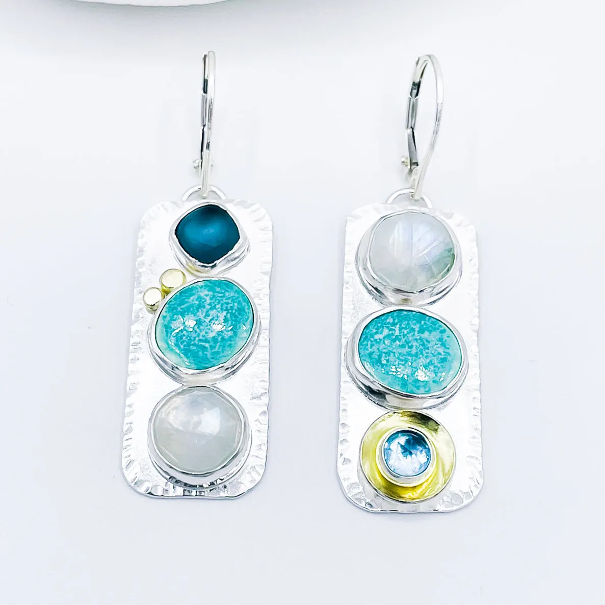 Sterling Silver Wabi Sabi - Turquoise, Moonstone, Topaz, and Gold