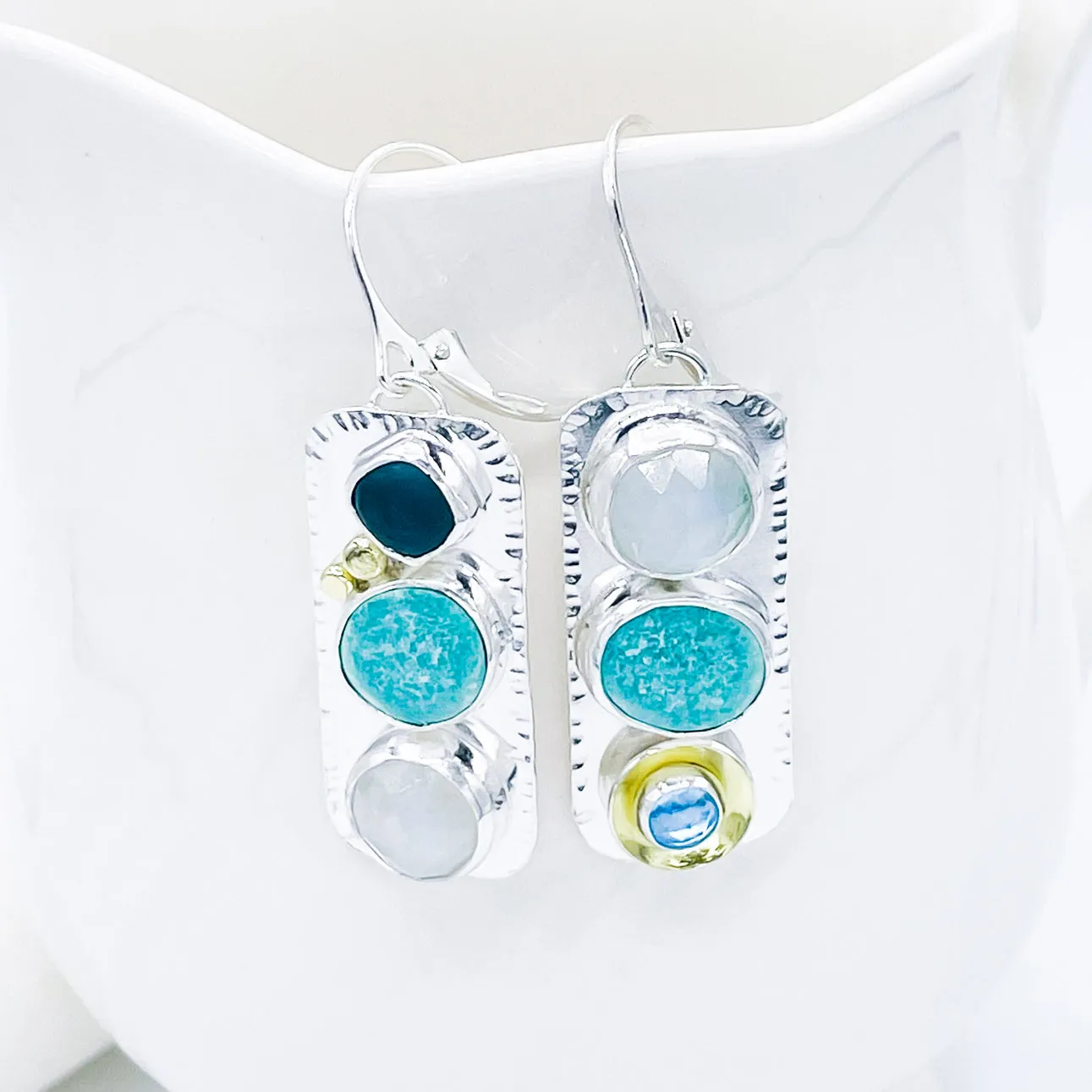 Sterling Silver Wabi Sabi - Turquoise, Moonstone, Topaz, and Gold
