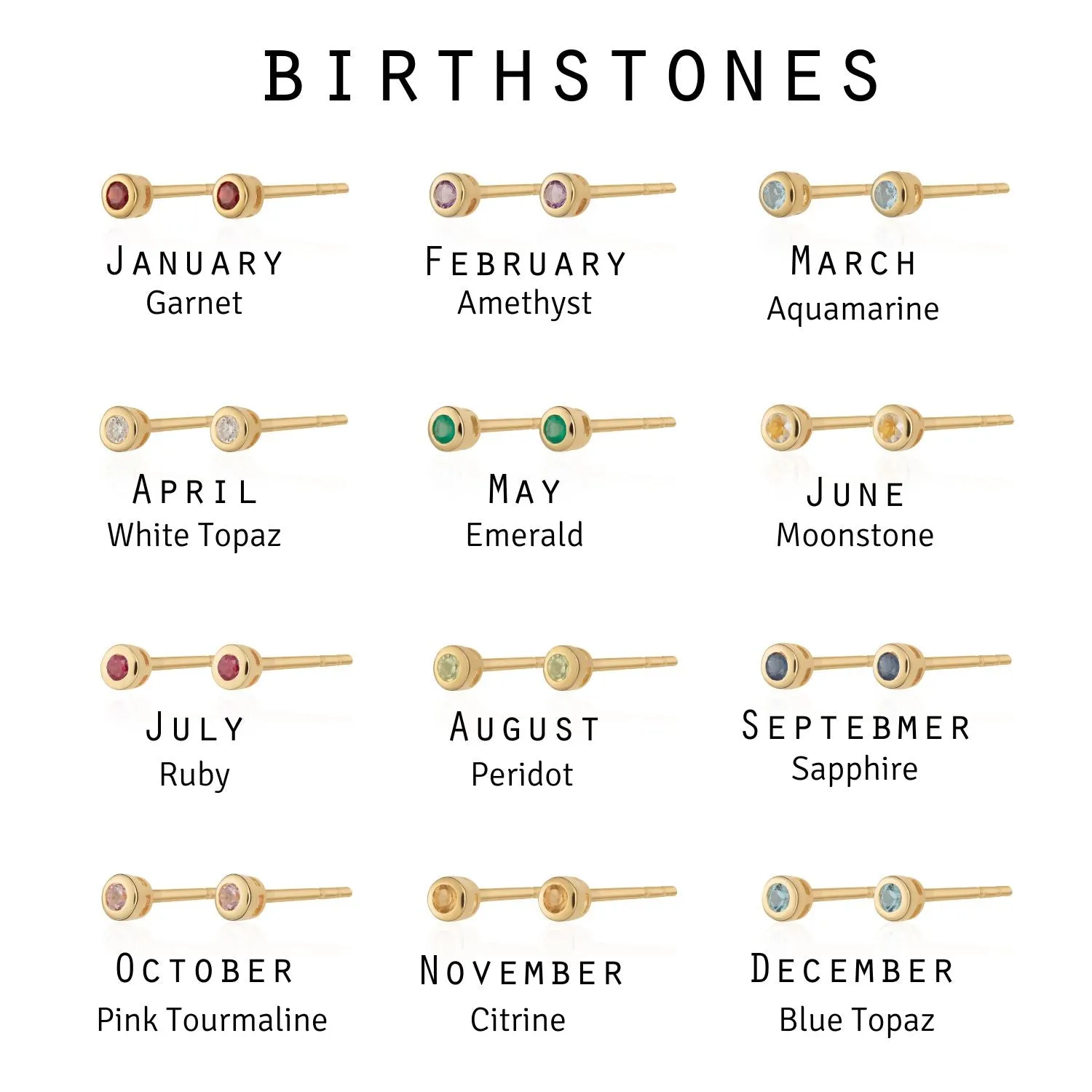 Teeny Tiny June Birthstone Stud Earrings - Gold/Moonstone - SPSEGBSMOON