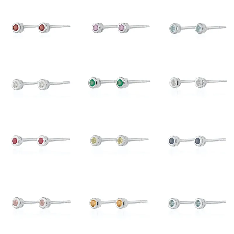 Teeny Tiny June Birthstone Stud Earrings - Silver/Moonstone - SPSESBSMOON