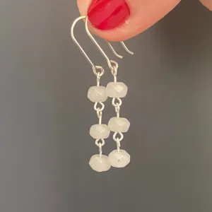 White Moonstone Sterling Silver Earrings