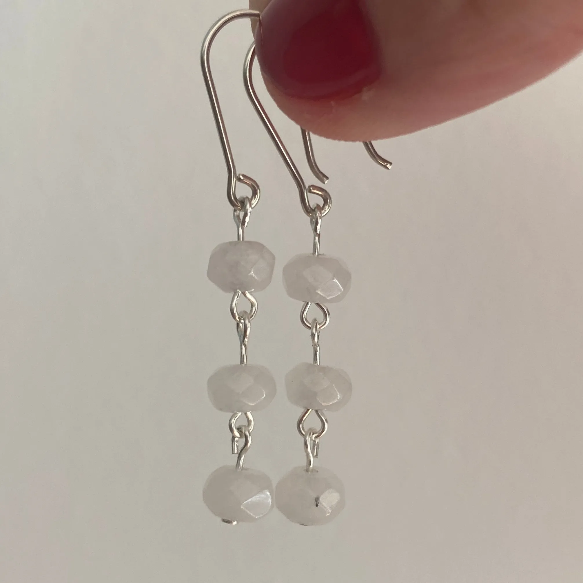 White Moonstone Sterling Silver Earrings