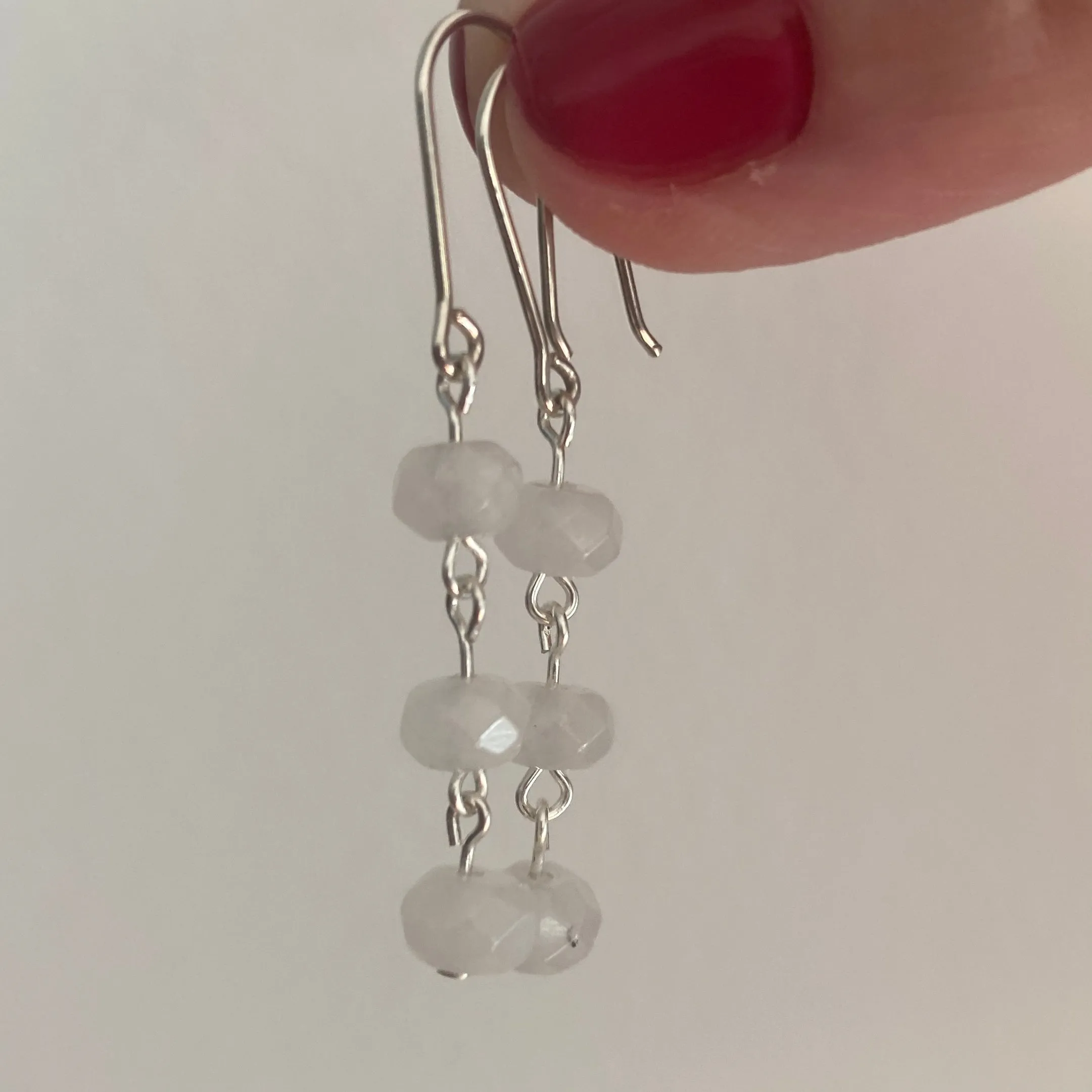 White Moonstone Sterling Silver Earrings