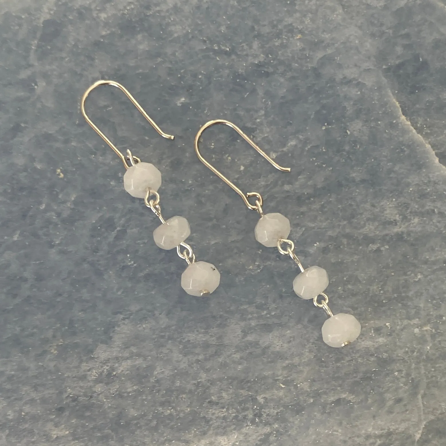 White Moonstone Sterling Silver Earrings