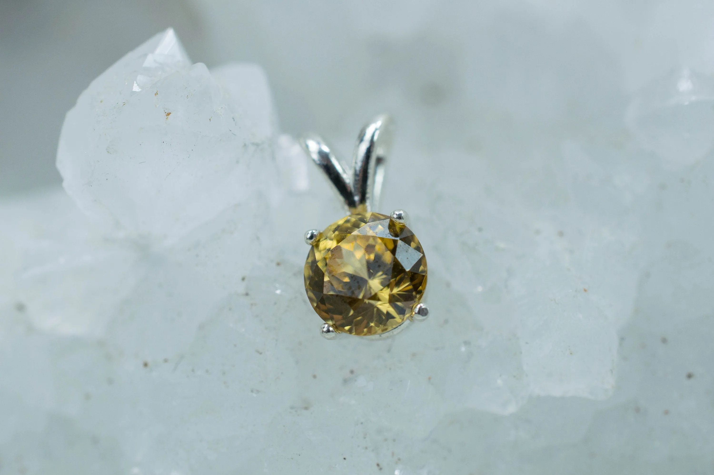 Yellow Zircon Pendant, Genuine Untreated Madagascan Zircon