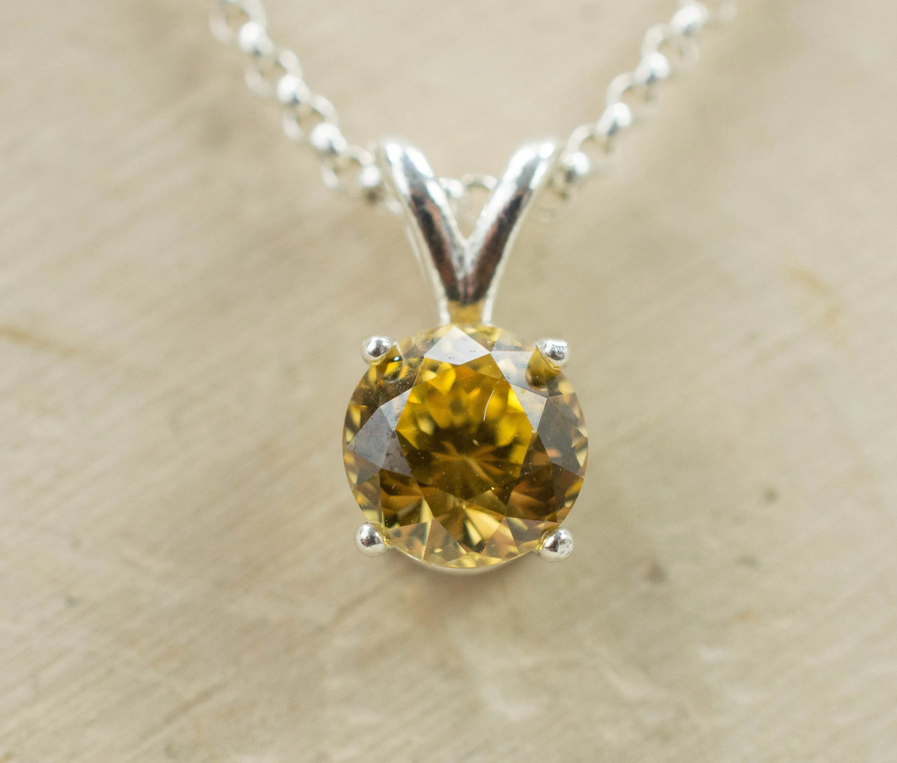 Yellow Zircon Pendant, Genuine Untreated Madagascan Zircon