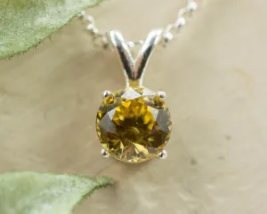 Yellow Zircon Pendant, Genuine Untreated Madagascan Zircon