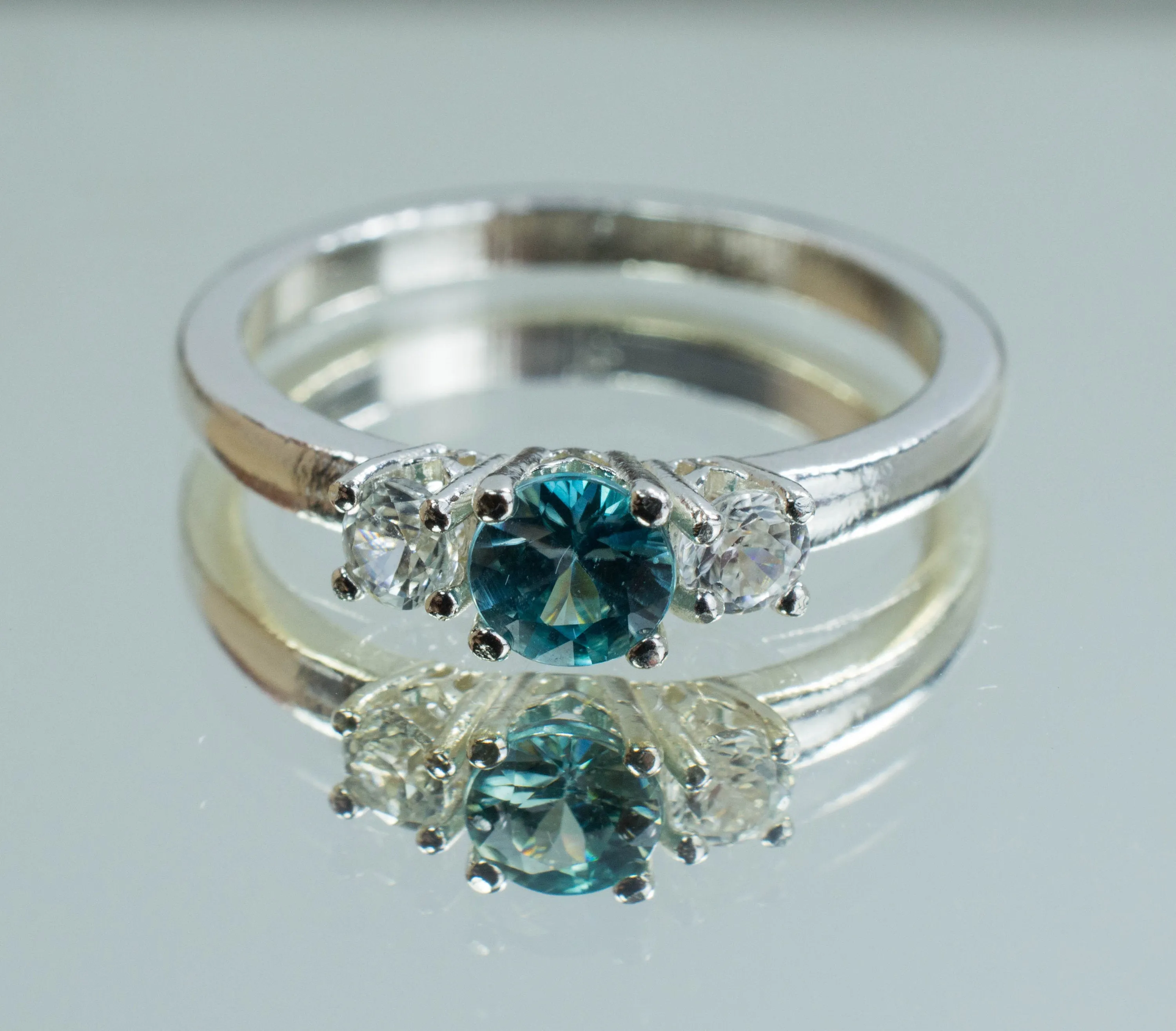 Zircon Sterling Silver Ring, Genuine Cambodian Zircon