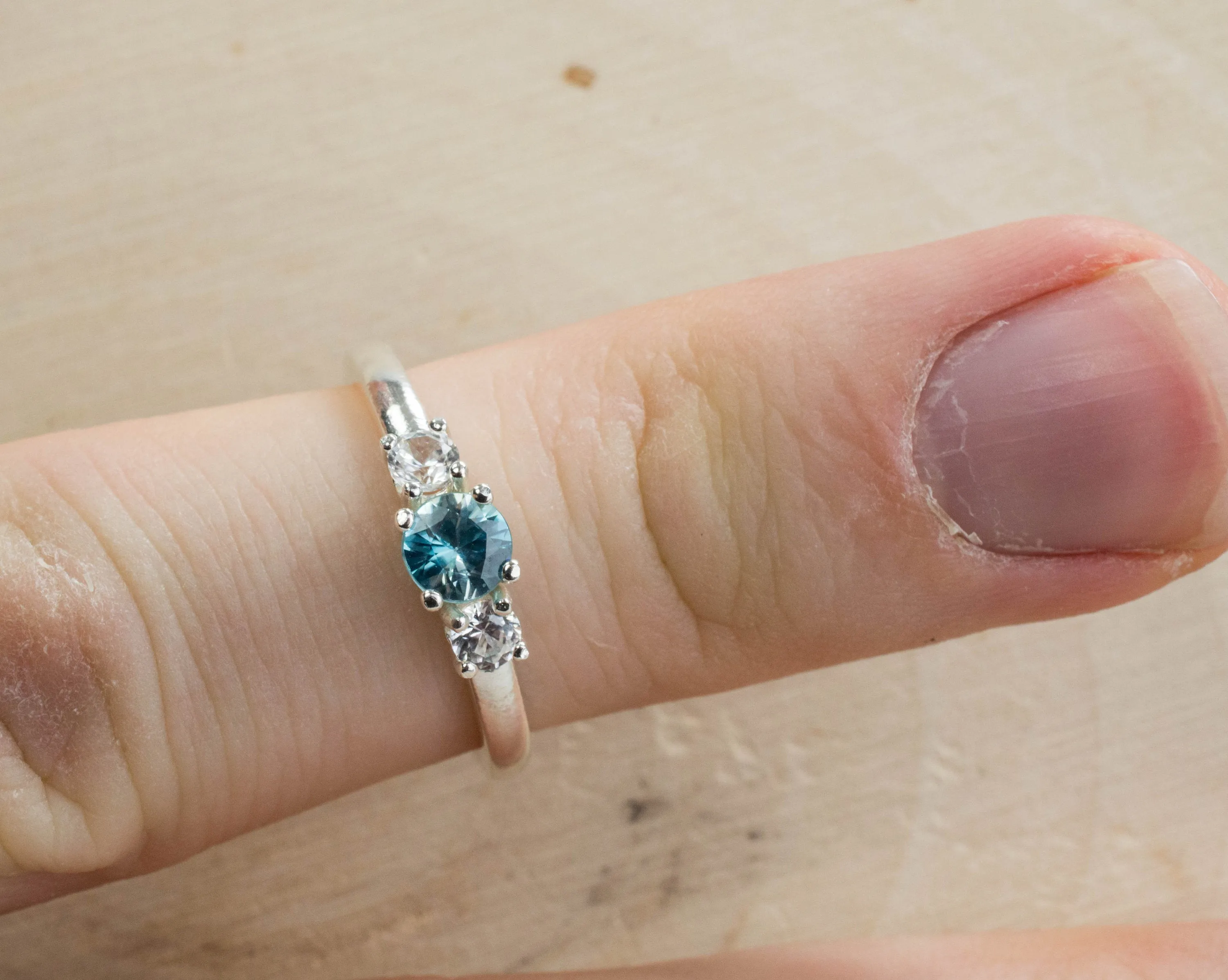 Zircon Sterling Silver Ring, Genuine Cambodian Zircon